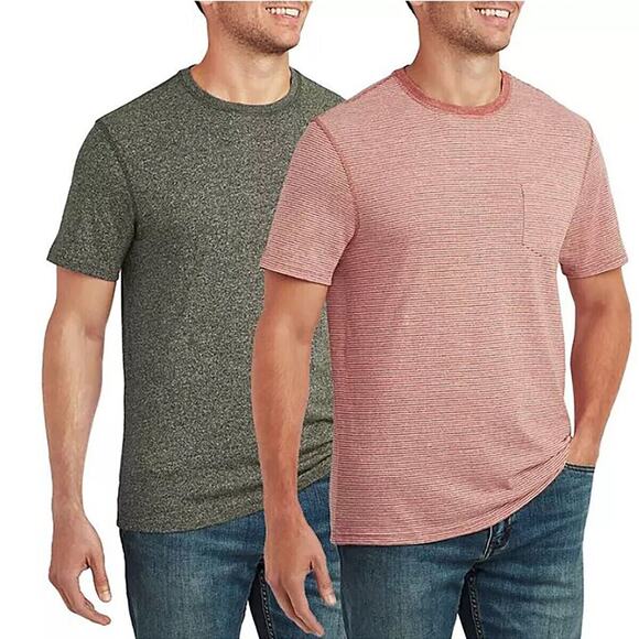 Member's Mark Men's 2Pack Everyday Soft Wash Tee Red/Gray Size S NEW - Picture 1 of 8
